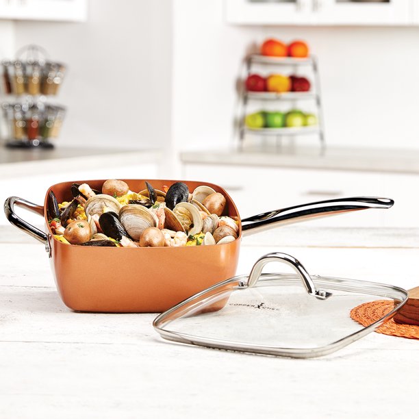 COPPER CHEFF ULTIMATE PAN – GŁĘBOKA PATELNIA Z POWŁOKĄ NIEPRZYWIERAJĄCĄ 5 W 1 - obrazek 2