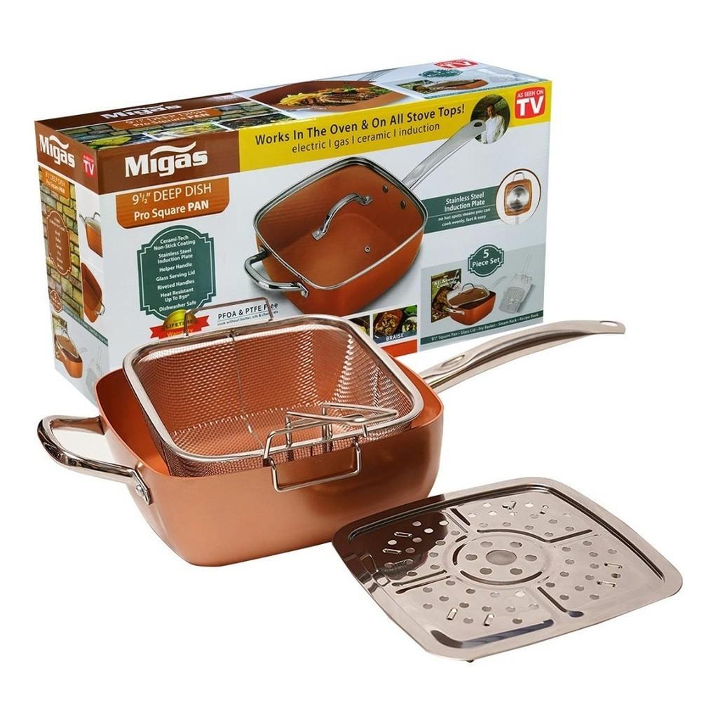 COPPER CHEFF ULTIMATE PAN – GŁĘBOKA PATELNIA Z POWŁOKĄ NIEPRZYWIERAJĄCĄ 5 W 1 - obrazek 5