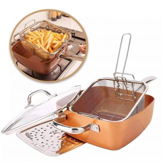 COPPER CHEFF ULTIMATE PAN – GŁĘBOKA PATELNIA Z POWŁOKĄ NIEPRZYWIERAJĄCĄ 5 W 1