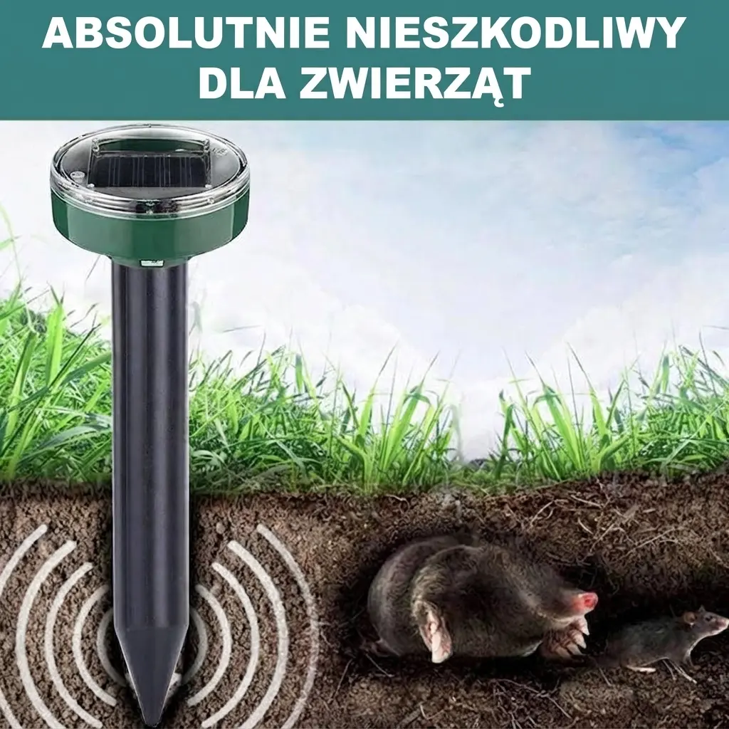 OGRODOWY ULTRADŹWIĘKOWY SOLARNY ODSTRASZACZ SZKODNIKÓW, GRYZONI I OWADÓW - obrazek 2